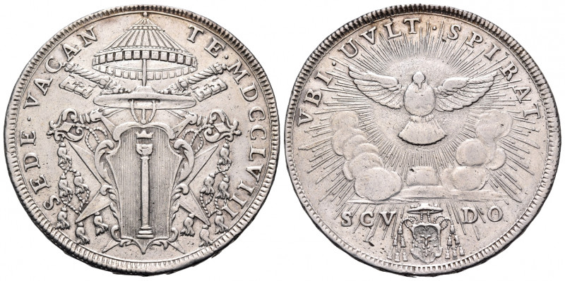 ITALY. Papal States. Sede Vacante, 1758. Scudo (Silver, 40 mm, 26.35 g, 12 h), R...