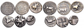 GREEK. 5th-3rd centuries BC. (Silver, 14.00 g). A lot of Six (6) silver issues from Greece. Includes drachms from Dyrrhachion and Apollonia in Illyria...