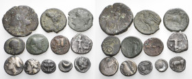 GREEK. Circa 5th-2nd centuries BC. (Silver/Bronze, 49.00 g). A lot of Twelve (12) Greek silver (6) and bronze (6) coins, mainly from Magna Graecia and...