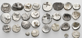 GREEK. Circa 5th-2nd centuries BC. (Silver, 24.62 g). A lot of Fourteen (14) Greek silver coins, mostly fractions from Byzantion. An interesting group...