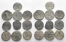 BYZANTINE. Circa 5th-10th century. (Bronze, 98 g). A lot of Ten (10) Byzantine bronze coins. An attractive lot. Mostly about very fine or better. Sold...
