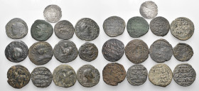 ISLAMIC. Circa 8th-13th century. (Silver/Bronze, 132 g). A lot of Thirteen (13) coins of various Islamic dynasties, mostly from the Ayyubid and Artuqi...