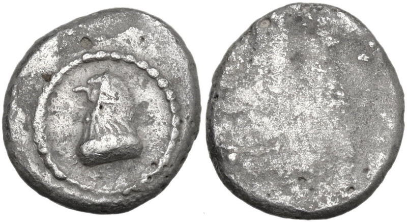 Greek Italy. Etruria, Populonia. AR Drachm, 5th century BC. Obv. Head and neck o...
