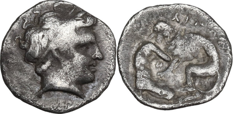 Greek Italy. Central and Southern Campania, Neapolis. AR Obol, c. 320-300 BC. Ob...
