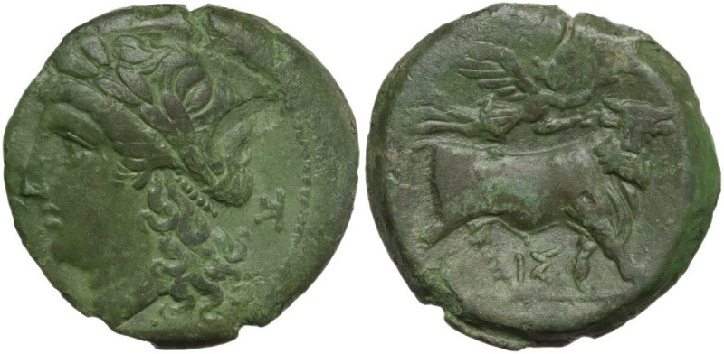 Greek Italy. Central and Southern Campania, Neapolis. AE 20 mm, c. 275-250 BC. O...