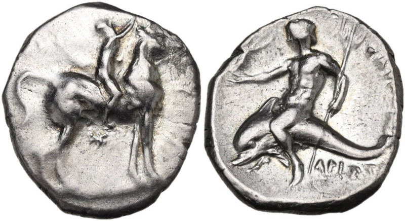 Greek Italy. Southern Apulia, Tarentum. AR Nomos, c. 280-272 BC. Philokra- and A...