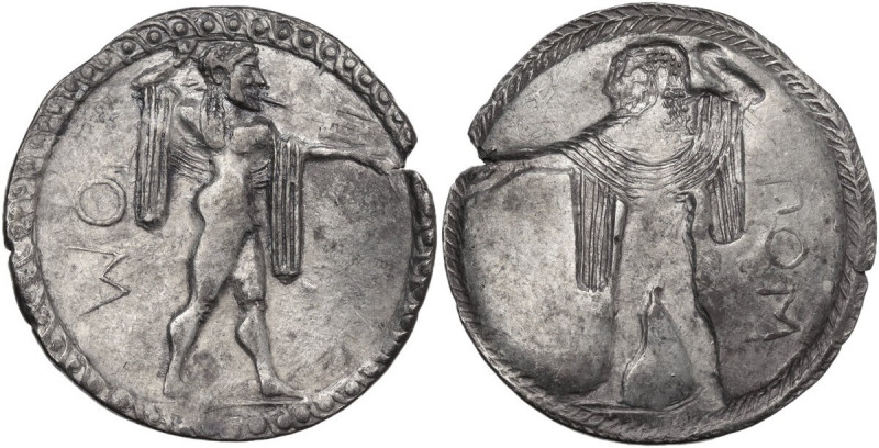 Greek Italy. Northern Lucania, Posidonia. AR Stater, c. 530-500 BC. Obv. ΠΟΜ. Be...