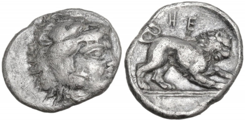 Greek Italy. Southern Lucania, Heraclea. AR Diobol, c. 432-420 BC. Obv. Head of ...