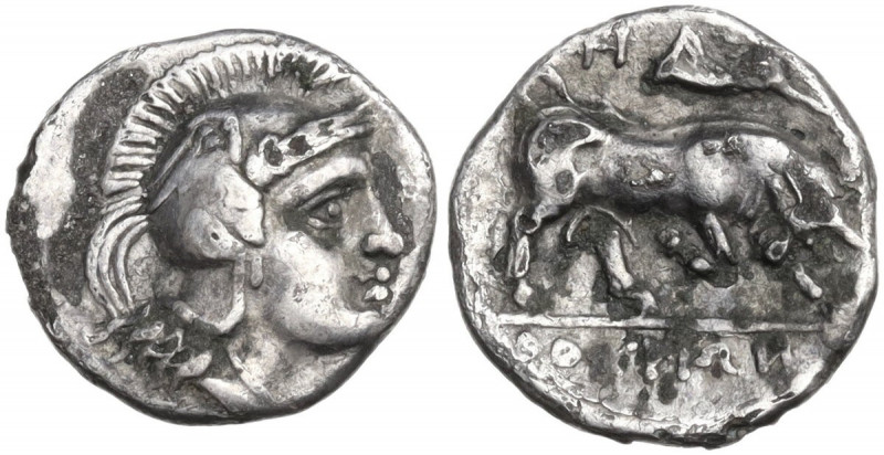 Greek Italy. Southern Lucania, Thurium. AR Triobol, c. 300-280 BC. Obv. Head of ...