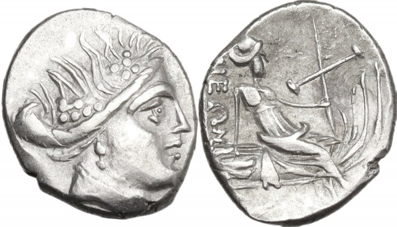 Continental Greece. Euboia, Histiaia. AR Tetrobol, c. 267-168 BC. Obv. Head of t...