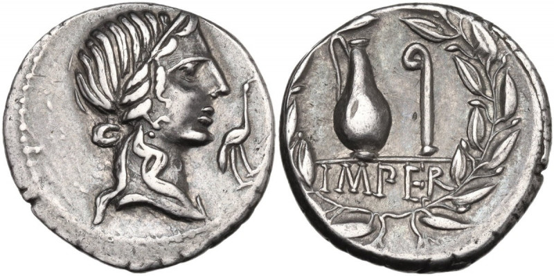 Q. Caecilius Metellus Pius. AR Denarius, 81 BC. Obv. Diademed head of Pietas rig...