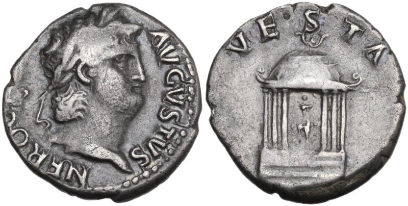 Nero (54-68). AR Denarius, Rome mint, struck c. 65-66 AD. Obv. NERO C[AESAR] AVG...