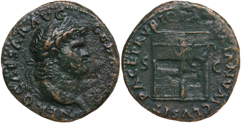 Nero (54-68). AE As. Obv. NERO CAESAR AVG GERM IMP. Laureate head right. Rev. PA...