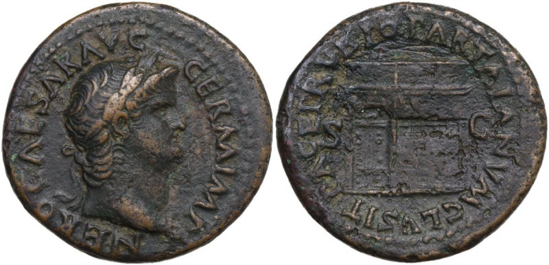 Nero (54-68). AE As. Obv. NERO CAESAR AVG GERM IMP. Laureate head right. Rev. PA...