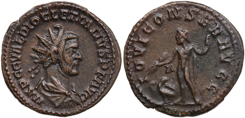 Diocletian (284-305 AD). AE Antoninianus. Lugdunum (Lyon) mint, 287-288 AD. Obv....