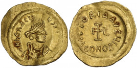 Heraclius (610-641). AV Tremissis, Constantinople mint. Obv. dN hRACLIYS PP [AVI]. Diademed, draped and cuirassed bust right, beardless. Rev. VICTORIA...