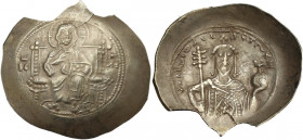 Alexius I Comnenus, pre-reform coinage (1081-1092). EL Histamenon Nomisma. Constantinople mint. Struck 1082-1087. Obv. IC-XC. Christ Pantokrator enthr...
