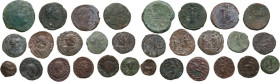 Miscellaneous from ancient world. Multiple lot of fifteen (15) BI/AE unclassified coins. BI/AE. Interesting.