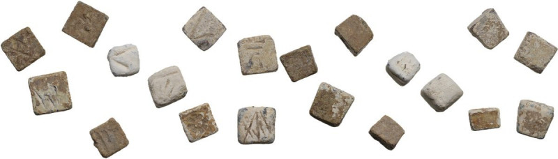 Leads from Ancient World. Multiple lot of ten (10) Sardo-Punic lead weights with...