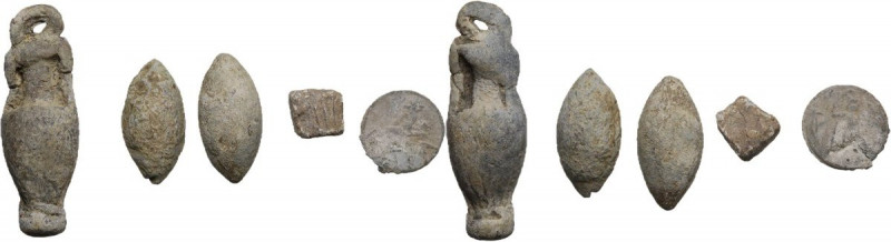 Leads from Ancient World. Greek and Roman Italy. Multiple lot of five (5) lead o...