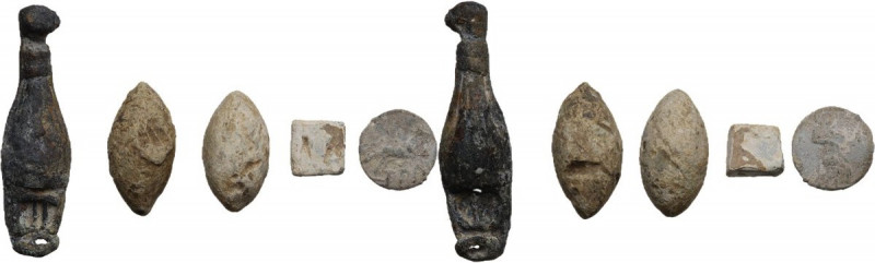 Leads from Ancient World. Greek and Roman Italy. Multiple lot of five (5) lead o...