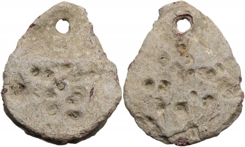Leads from Ancient World. Lead fishing weight. PB. 165.00 g. 49.00 mm. Grey tan ...
