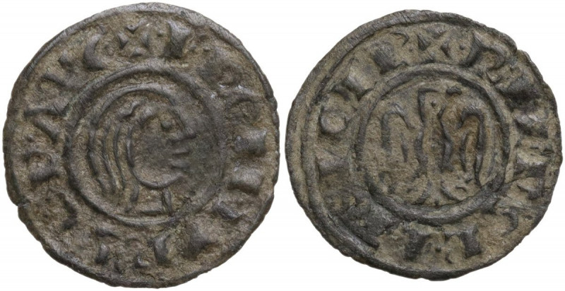 Brindisi. Federico II di Svevia (1197-1250). Denaro 1243. Sp. 128; Travaini 1993...