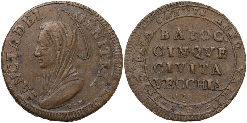Civitavecchia. Pio VI (1775-1799), Giovanni Angelo Braschi. Madonnina da 5 baioc...