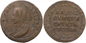 Civitavecchia. Pio VI (1775-1799), Giovanni Angelo Braschi. Madonnina da 5 baiocchi 1797. CNI 16/42; Cf. M. 304; Berm. 3087. CU. 16.82 g. 30.50 mm. R....