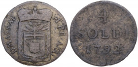 Massa di Lunigiana. Maria Beatrice d'Este (1790-1796). 4 soldi 1792. CNI 2; MIR (Toscana, zecche) 329. MI. 1.00 g. 17.00 mm. qBB/BB.