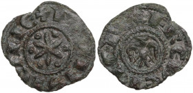 Messina o Palermo. Federico II di Svevia (1197-1250). Denaro 1198-1208. Sp. 91; Travaini 1993 12; D'Andrea 89. MI. 0.57 g. 15.00 mm. R. BB.
