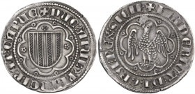 Messina. Federico III d'Aragona (1296-1337). Pierreale. Sp. 2/33; MIR (Sicilia) 184. AG. 3.21 g. 25.00 mm. Esemplare con crocetta sopra e rosette ai l...