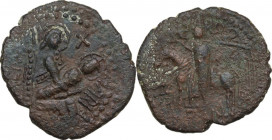 Mileto. Ruggero I (1072-1101). Trifollaro, 1098-1101. MEC 14, 93; Travaini 1995 160; D'Andrea-Contreras (Normans) 131. AE. 9.45 g. 27.00 mm. R. BB. Qu...