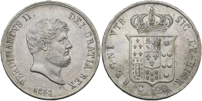 Napoli. Ferdinando II di Borbone (1830-1859). 120 grana o piastra 1857. P/R 86; ...