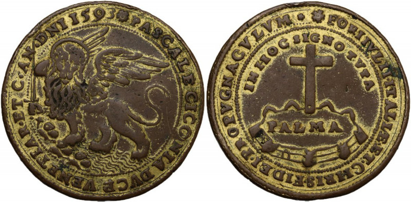 Venezia. Pasquale Cicogna (1585-1595). Medaglia 1593 per la fondazione della for...