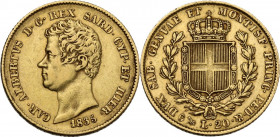 Carlo Alberto (1831-1849). 20 lire 1835 Genova. Pag. 181; MIR (Savoia) 1045k. AU. 6.45 g. 21.00 mm. 51779 pezzi coniati. qBB/BB.