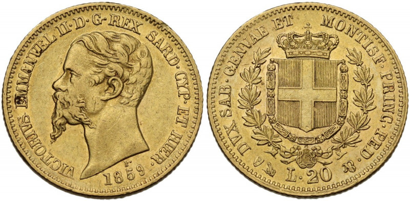 Vittorio Emanuele II (1849-1861). 20 lire 1859 Genova. Pag. 354; MIR (Savoia) 10...