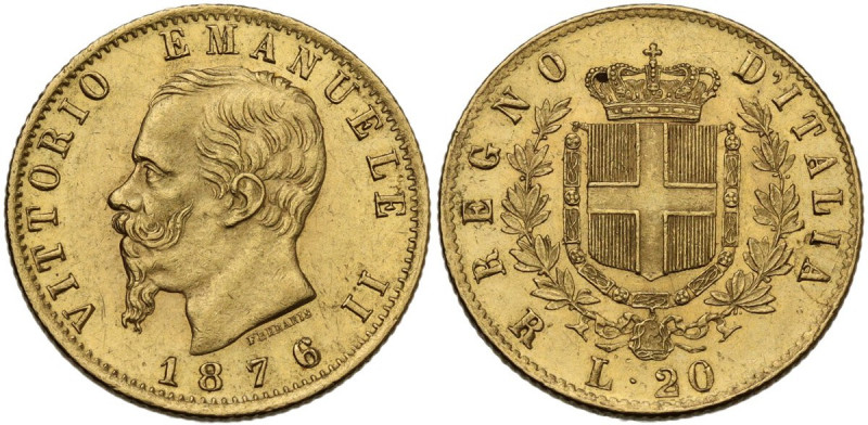 Vittorio Emanuele II (1861-1878). 20 lire 1876 Roma. Pag. 473; MIR (Savoia) 1078...