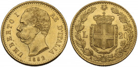 Umberto I (1878-1900). 20 lire 1882. Pag. 578; MIR (Savoia) 1098e. AU. 6.44 g. 21.00 mm. qSPL/SPL.