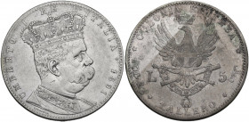 Colonia Eritrea. Umberto I (1890-1896). 5 lire o tallero 1891. Pag. 630; MIR (Savoia) 1110a. AG. 40.00 mm. R. qBB.