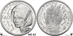 Gettone 1971, FAO Roma 20 anni in Italia. AR. 2.96 g. 28.00 mm. MS 62. Encapsulated by CCG MS 62.