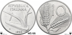 10 lire 1998. Mont. 55. IT. 1.58 g. 23.00 mm. MS 66. Encapsulated by CCG MS 66.
