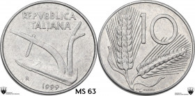 10 lire 1999. Mont. 57. IT. 1.62 g. 23.00 mm. MS 63. Encapsulated by CCG MS 63.