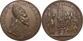 Clemente X (1670-1676), Emilio Bonaventura Altieri. Medaglia 1675 per la chiusura della porta Santa. D/ CLEMENS X PONT MAX A IVB. Busto a destra con t...