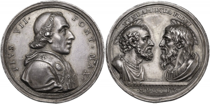 Pio VII (1800-1823), Barnaba Chiaramonti. Medaglia 1804. D/ PIVS VII PONT MAX. B...