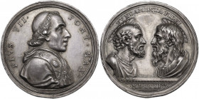 Pio VII (1800-1823), Barnaba Chiaramonti. Medaglia 1804. D/ PIVS VII PONT MAX. Busto a destra con cappellino, mozzetta e stola; sotto, T MERCANDETTI F...