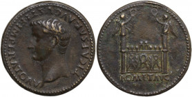 Tiberius (14-37 AD). Padovanino al tipo del Sesterzio. D/ TI CAESAR AVGVSTI F IMPERATORV. Testa nuda a sinistra. R/ L'Altare di Lugdunum; sotto, ROM E...