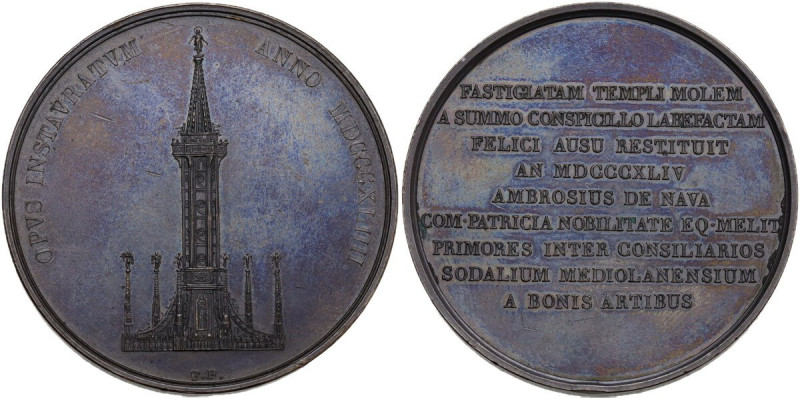 Medaglia 1844 per il restauro del duomo e l'innalzamento della madonnina di Mila...
