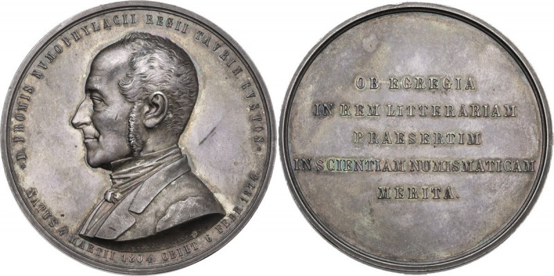 Domenico Promis (1804-1874), storico e numismatico. Medaglia coniata 1874, per l...