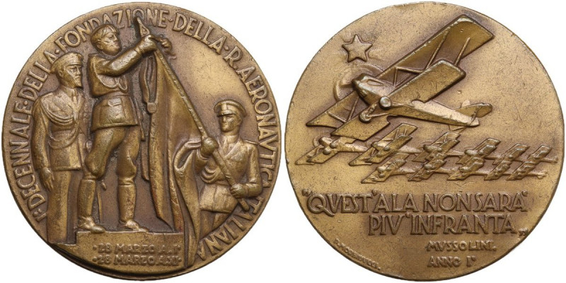 Medaglia celebrativa 1933 A. XI per il decennale della fondazione della Regia Ae...